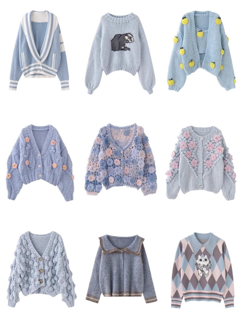 Embroidered knit sweater in wool and cashmere. Trendy design, textured detail.