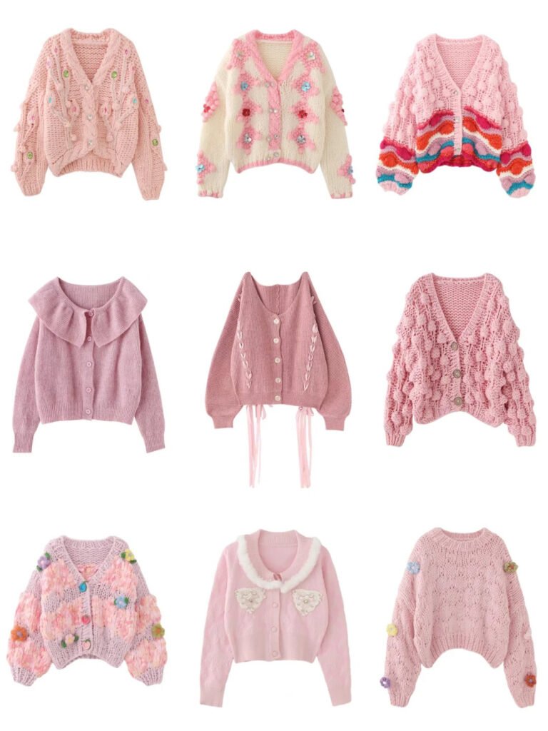 Embroidered knit sweater in wool and cashmere. Trendy design, textured detail.