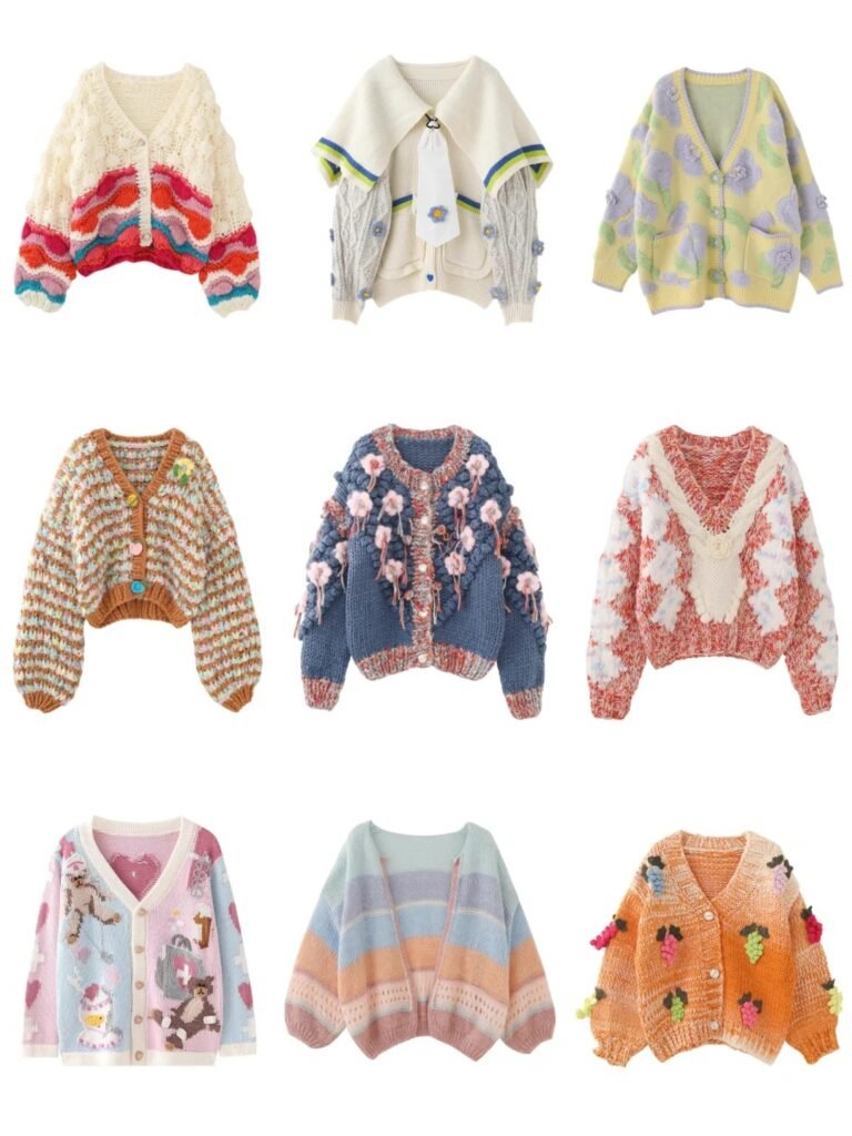 Embroidered knit sweater in wool and cashmere. Trendy design, textured detail.