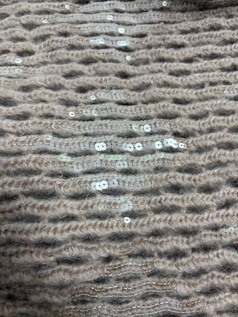Close-up texture of sequin knits embroidery fabric