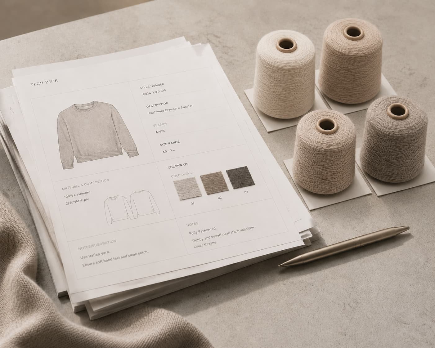 Luxury custom knitwear development consultation for fashion designers and premium apparel brands.