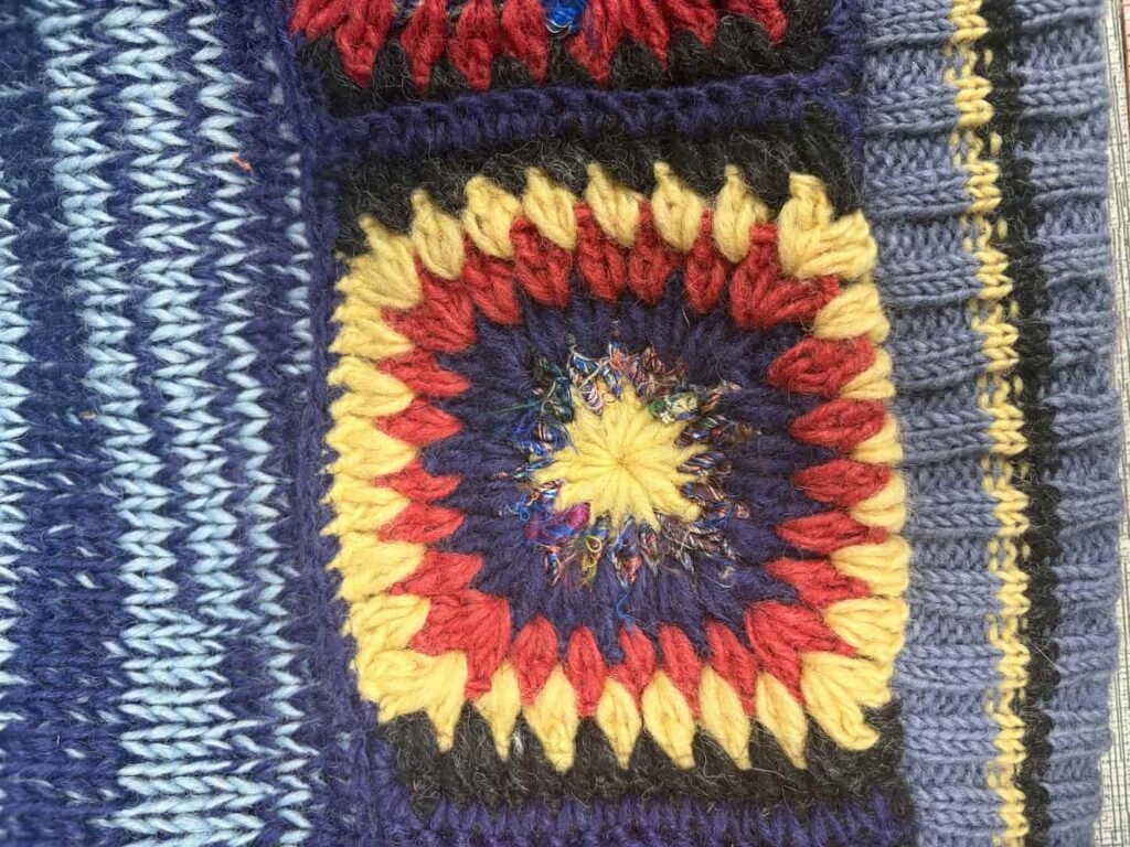 Close-up of knits embroidery sequin craftsmanship